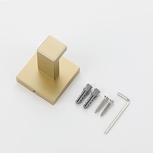 Couobo Towel Hooks Sus304 Stainless Steel Brushed Nickel Bath Coat Robe Clothes Square Hook Hanger Wall Hook Holder For Bathroom Kitchen Hotel Wall Mounted 4 Pack (Brushed Gold) #TOP3