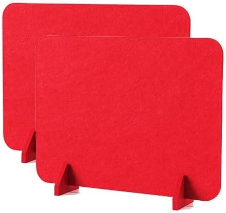 Desk Dividers 2-Pack - Soundproof Office Partitions, Privacy Panels for Home & Classroom, Desktop Noise Dampening, Red, 40x50cm - Ideal for Remote Learning