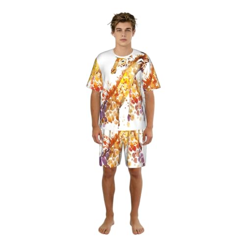 Pyjama girafe aquarelle doux et respirant pour femme