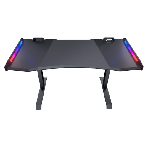 Cougar Gaming | Bureau Gaming | Mars - Fibre de Carbone - Design Ergonomique - Surface Spacieuse - Système de Gestion des Câbles - Éclairage LED Personnalisable – Image 4