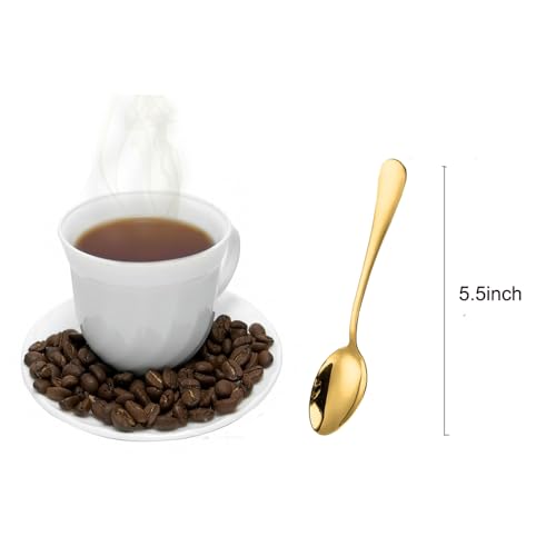 Image of Wesdxc56 Demitasse Espresso Spoons, Mini Coffee Spoon, 5.5 Inches Stainless Steel Small Spoons for Dessert, Set of 6(Gold)