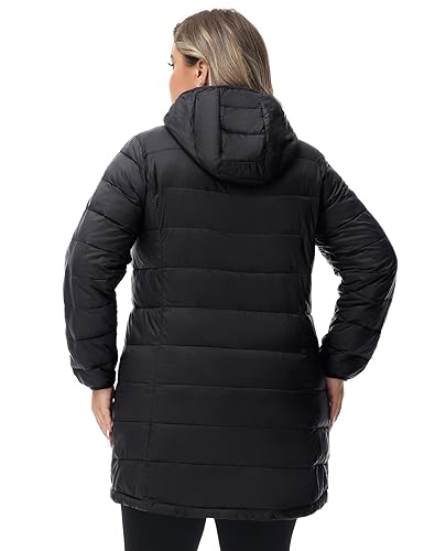 ROYAL MATRIX Women's Plus Size Puffer Jacket Packable Lightweight Hooded Quilted Spring Fall Long Puffer Coat3