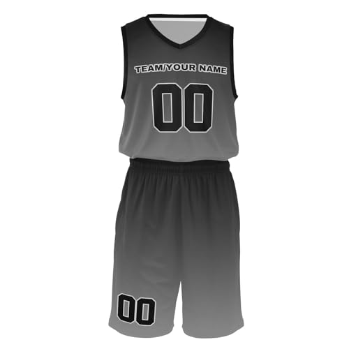 Black Gray Custom Basketball Jersey Uniform for Men Women Youth Personalized Sportswear Printed Team Name Number Logo M