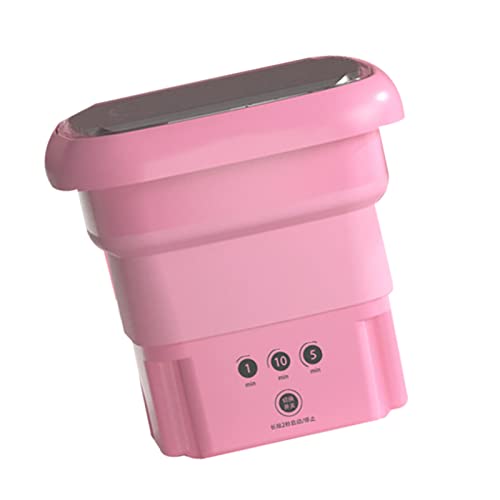 Mini Washer, Intelligent Imitate Hand Scrubbing Gentle Portable Washing Machine Dryer Comb Healthy Strong Rotation for Underware (Pink)
