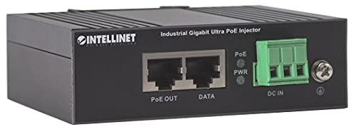 Inyector Industrial Gigabit Ultra PoE Intellinet Network Solutions, 1 puerto de 60 W, IEEE 802.3bt/at/af Power Over Ethernet (Ultra POE/PoE+/PoE), carcasa metálica miniatura 3