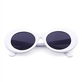 Laurinny White Sunglasses Oval Clout Goggles for Women Men Retro Round Sun Glasses for Halloween Costume Party