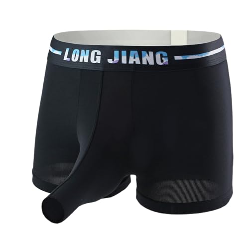 Generisch Calzoncillos para hombre, transpirables, de seda ligera con apertura de trompa de elefante, delgados y elásticos en cuatro direcciones para jóvenes y adultos, Negro , XL