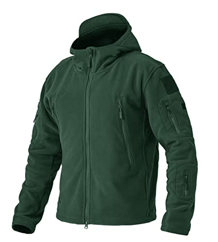 EKLENTSON Men's Military Fleece Jackets Zip Up Hoodies Windbreakers Warm Hiking Camping Hunting Tactical Winter Coats with 6 Zip Pockets