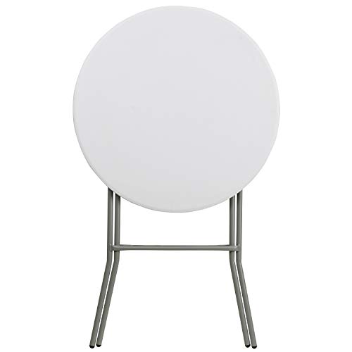 Flash Furniture 32" Round Folding Bar Height Tables for Parties and Commercial Events, Indoor/Outdoor Plastic Bar Height Folding Tables, Set of 4, White