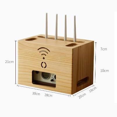 Boîte de gestion de câbles en bois – Boîte de gestion de câbles pour routeur de bureau, boîte de rangement WiFi, sans perçage, armoire TV en bois massif, boîte de verrouillage et