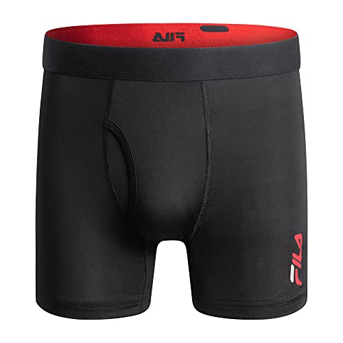 Fila Men's 6" Boxer Briefs Fly Front, 90% Polyester 10% Spandex, 4-Pack3