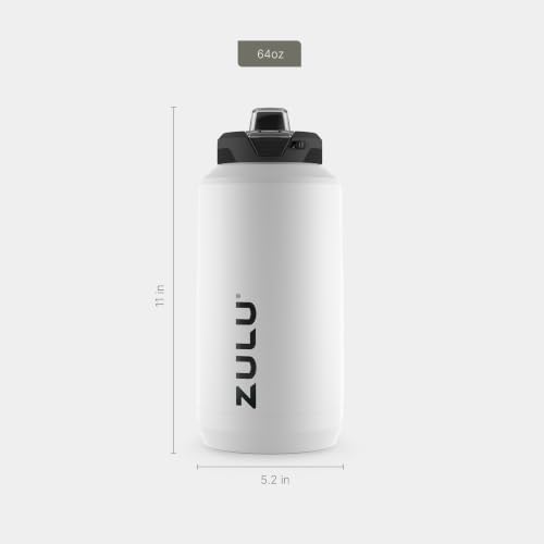 Image of ZULU Goals Vacuum Insulated Large Capacity Stainless Steel Water Bottle | Reusable Jug Thermoses with Carry Handle | Leak-Proof Lid | Perfect for Travel, Workout, Gym, Hiking, Camping | 64oz, 101oz