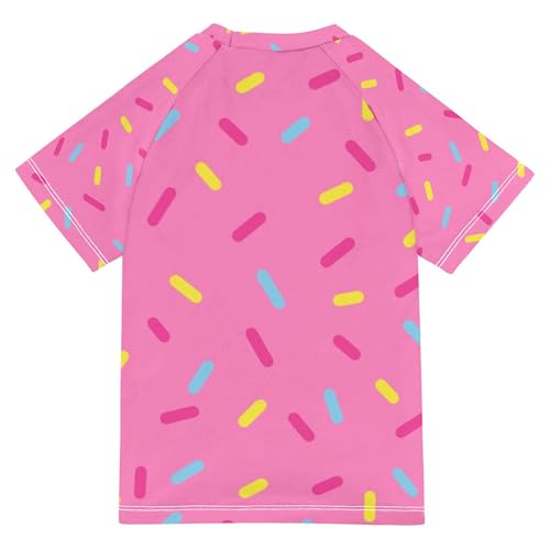 Ice Cream Kawaii Boys Rash Guard Swim Shirts Quick Dry Short Sleeve UPF 50+ Girls Rashguard Swimsuit, Size 9-102