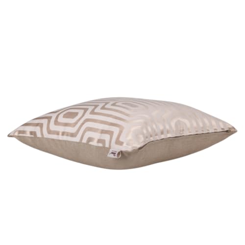 Image of Home- The Best is for You Designer Self Design Cotton 275 TC Cushion Covers Pack of 2 (Cream Hexa 20X20 Inch) Ideal for Sofas, Chairs, Cars & Hotels