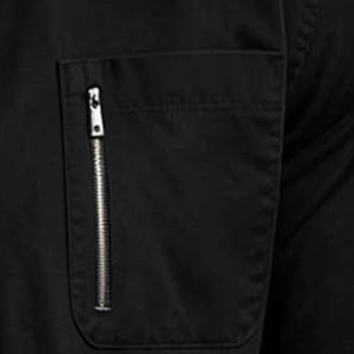 fartey Men Lightweight Jacket Button Up Collar Zipper Pocket Shirts Jackets - image 4