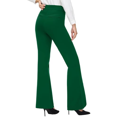 Aurefin Women’s High Waist Bootcut Dress Pants， Tummy Control, 4-Way Stretch Pull on Casual Work Pants for Women.