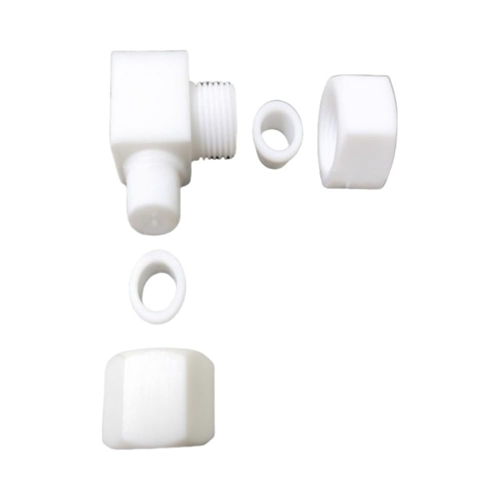 White Single Ferrule Elbow PTFE Connector, Easy Install Coupling Plumbing Coupler Connection 1pc(19.05 * 19.05mm)