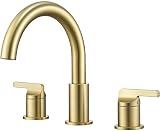 SITGES Brushed Gold High-Arc Bathtub Faucet,Solid Brass,2-Handle Deck Mount Tub Faucet,3-Hole Roman Bath Tub Faucet Set with Valve
