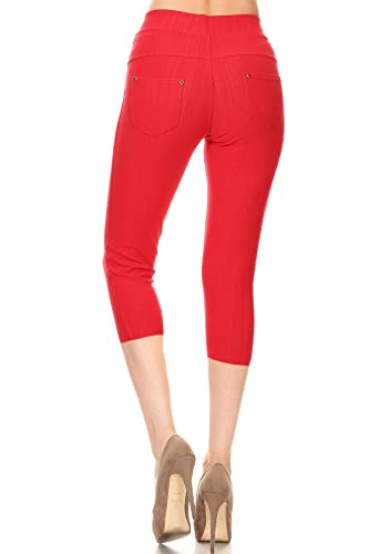 Image of Leggings Depot Women's Cotton Blend Stretch Pull-on Jeggings Casual Pants with Pockets (Available in Plus Size)
