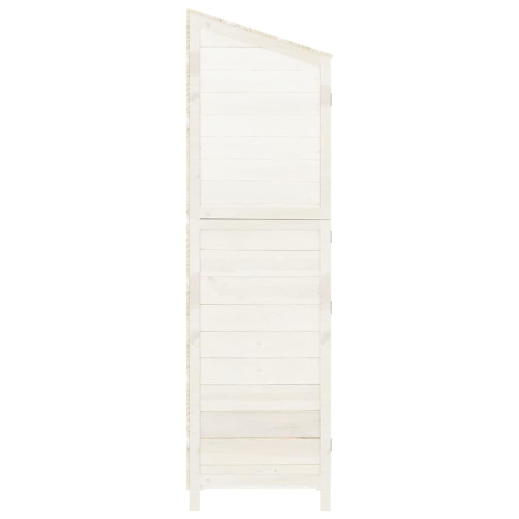 VidaXL Gartenschuppen Aus Massivholz – Weißes Gartenhaus Mit Satteldach, 55x52x112cm, Ideal Für Geräte & Gartenutensilien