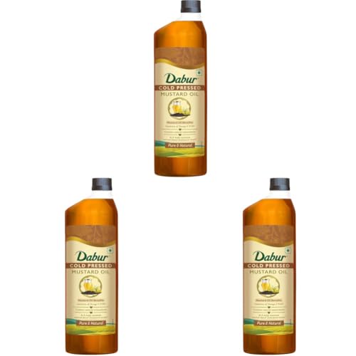 Image of Dabur Cold Pressed Mustard Oil 1L | Healthy Cooking Oil | Goodness of Omega 3 & 6 | Perfect blend of Health, Taste & Aroma (Pack of 3)