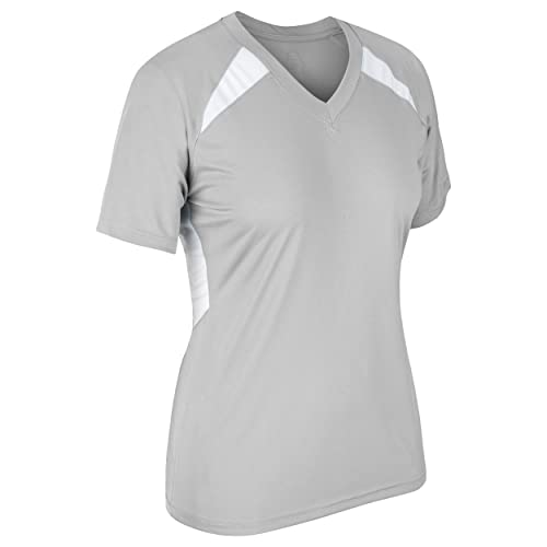 CHAMPRO Camiseta de beisebol xadrez, GG, prata, branco
