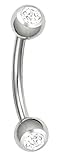 Forbidden Body Jewelry Eyebrow Piercing Jewelry Double CZ Crystal Barbell Titanium 16G 8mm