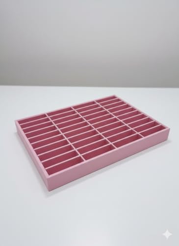 Image of Velvet Jewellery Drawer Organizer Stackable Tray (Pink, 40 Bangles)