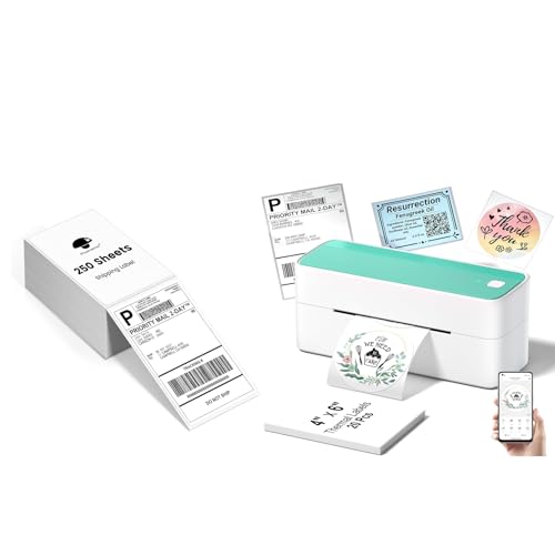 Image of Phomemo 241BT Bluetooth Thermal Shipping Label Printer with 250 Pcs 4x6 Thermal Shipping Label, Inkless Thermal Shipping Label Printer, Compatible with iPhone, Android
