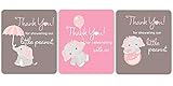 Digitaldoodlebug Gray Elephant Lip Balm Labels Baby Shower Favors Set of 45 (Light Pink)