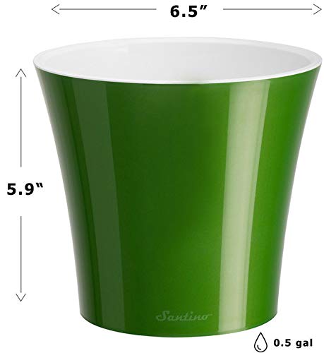 Santino, Self Watering Planter Arte 6.5 Inch Green-Gold/White, Indoor Flower Pot For All House Plants, Flowers, Herbs, Succulents #TOP1
