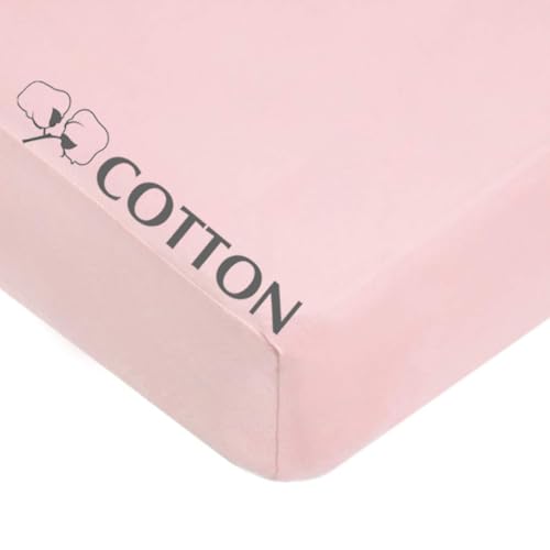 Image of American Baby Company 100% Natural Cotton Fitted Crib Sheet 52 inch x 28 inch - Soft, Breathable, Hypoallergenic & Gentle Toddler Bed Sheet, Pink, Neutral for Boys & Girls | 100% Natural Cotton Crib and Toddler Bed Sheets, Soft, Breathable & Hypoallergenic, Gentle on Skin, Neutral for Boys & Girls