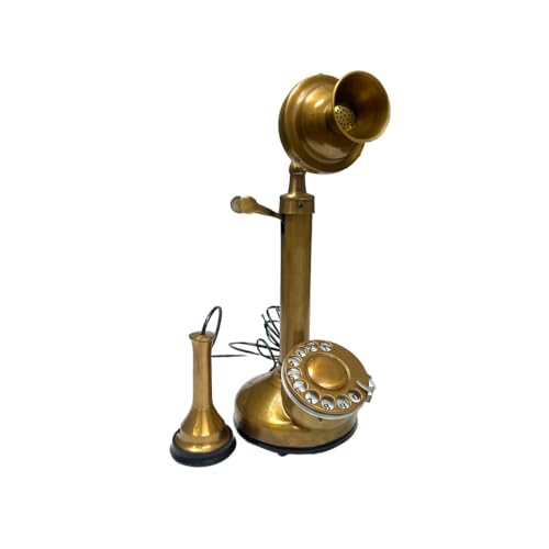 Teléfono de candil con disco rotatorio bronce antiguo miniatura 4