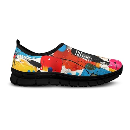 Art Printed Shoes for Women Tennis Shoes Slip on Sneaker for Indoor/Outdoor Size 5-10.54