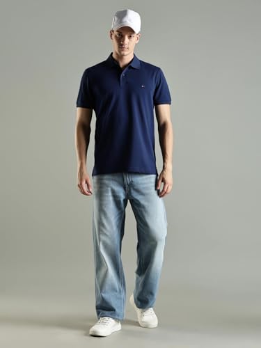 Image of Tommy Hilfiger Solid Regular Fit Cotton Polo T-Shirt