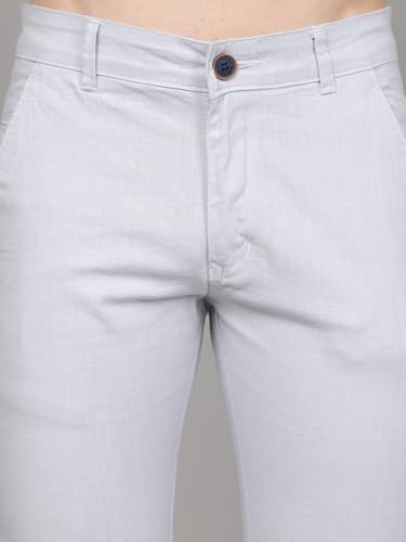 Image of Majestic Man Premium Cotton Slub Slim Fit Comfortable Solid Stylish Trousers