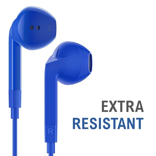 Image of LUDOS FEROX Wired Earbuds in-Ear Headphones, 5 Year Warranty, Earphones with Microphone, Noise Isolation Corded for 3.5mm Jack Ear Buds for iPhone, Samsung, Laptop, Kids, School Students - Blue