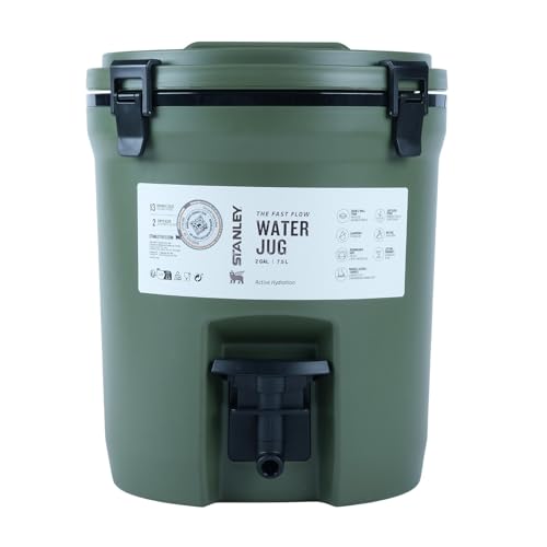 Stanley 1913 Fast-Flow Water Jug 7.5L - Keeps 13 Hours Cold - Ice Cold for 2 Days - BPA Free - Leakproof - Double-Wall Foam - Jug with Rugged Latches and Handle - Dried Pine