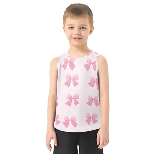 susiyo Pink Bowknots Boys Sleeveless Tank Top Girls Athletic T Shirt2