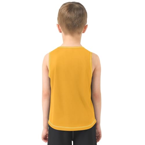 Orange Tiger Pattern Boys Tank Top Sleeveless Quick Dry Athletic T-Shirts 3-10T3