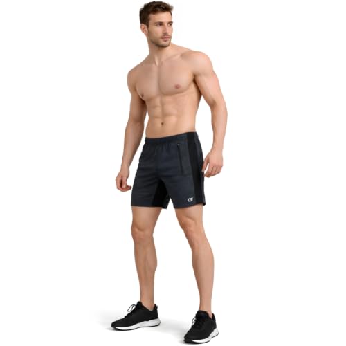 Image of GYMIFIC Men's Sports Shorts | Quick Dry Gym Running Cycling Shorts with Zipper Pocket | Lightweight Stretch Workout Athletic Activewear Shorts for Men