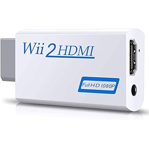 APKLVSR Adaptateur Wii vers HDMI, Convertisseur Wii vers HDMI,Connecteur de Console de Jeu Wii vers vidéo HDMI 60Hz 720P 1080P + Sortie Audio 3,5 mm pour Tous Les Modes d'affichage Wii(Blanc) Cover