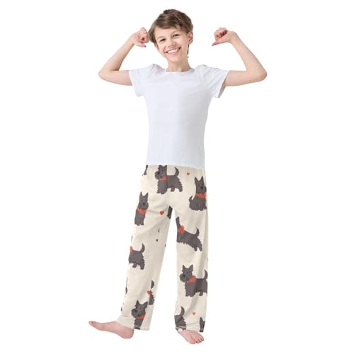 Dog Bows Boys Pants Boys Athletic Pants Long Pant for Boywith Pockets Wide-Leg Size 6-14Y3