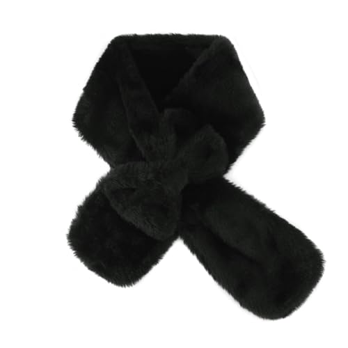YATANAM Girls Scarf Fluffy Faux Fur Kids Scarves Winter Warm Scarf Toddler Adjustable Neck Warmer (Black One Size)