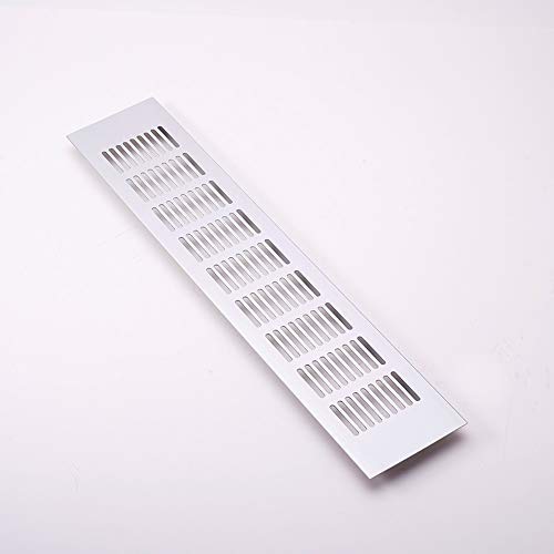 MroMax Air Vent 80mmx400mm Ventilation Grille Aluminum Alloy Louvered Grill Cover for Cabinet Sink Kitchen Stove Bathroom Door Aluminum Alloy Rectangle 1pcs - Image 2