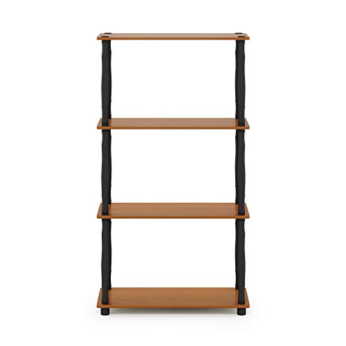 Image of Furinno Turn-N-Tube 4-Tier Multipurpose Shelf Display Rack, Classic Tubes, Light Cherry /Black
