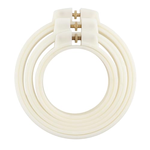 Image of HNGSON 3 Size Embroidery Hoop Set Plastic Embroidery Frame Cross Stitch Hoop Circle Embroidery Hoops Ring for Embroidery, Cross Stitch, Sewing