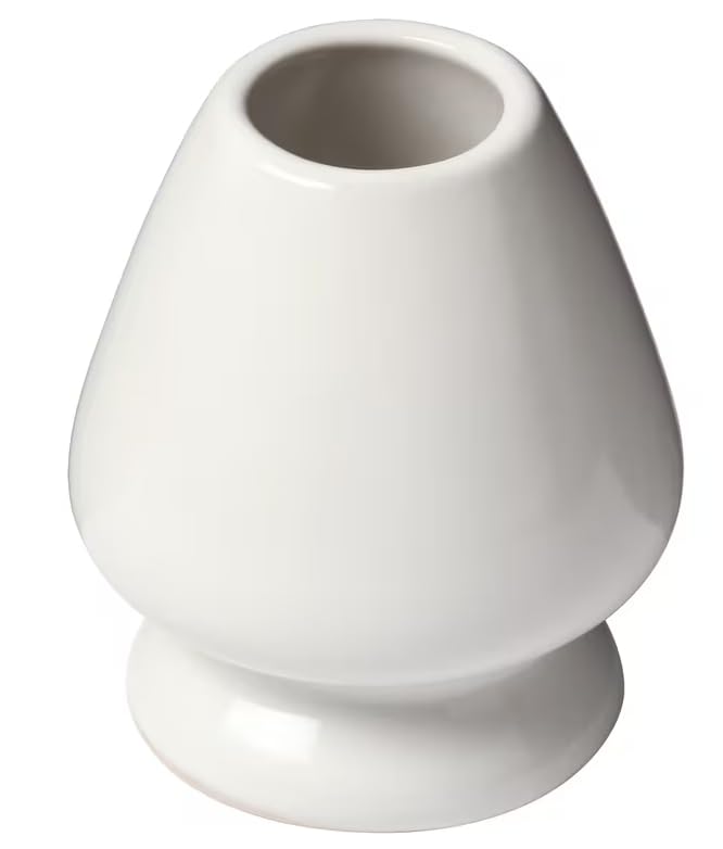 BlendWell Ceramic Matcha Whisk Stand White Holder for Bamboo Chasen Protects Shape and Extends Whisk Life