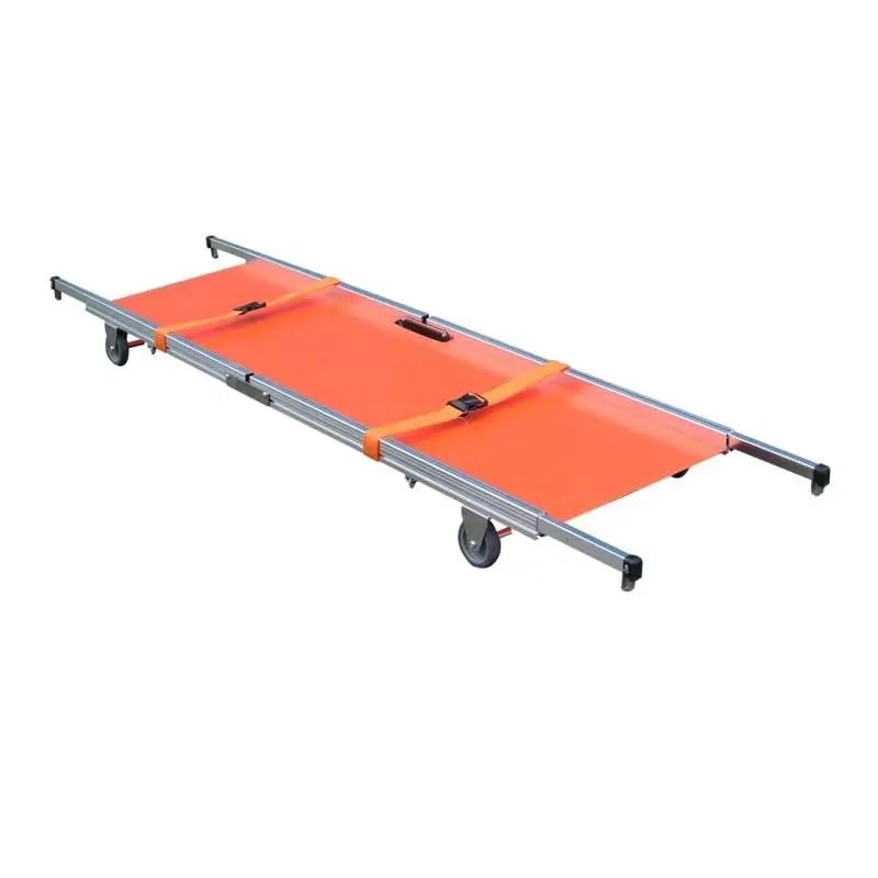 Folding Bed Stretcher Aluminum Alloy 2 fold 4 Rounds Anti-Rust, Lightweight Durable Rescue Care Transportation Disaster Prevention Home Furnishing