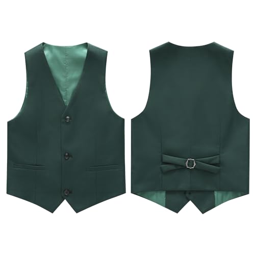 Image of Boy Suits 3 Piece Slim Fit Formal Suit Set with Tuxedo Jacket Vest Pants for Kids Wedding Ring Bearer Party